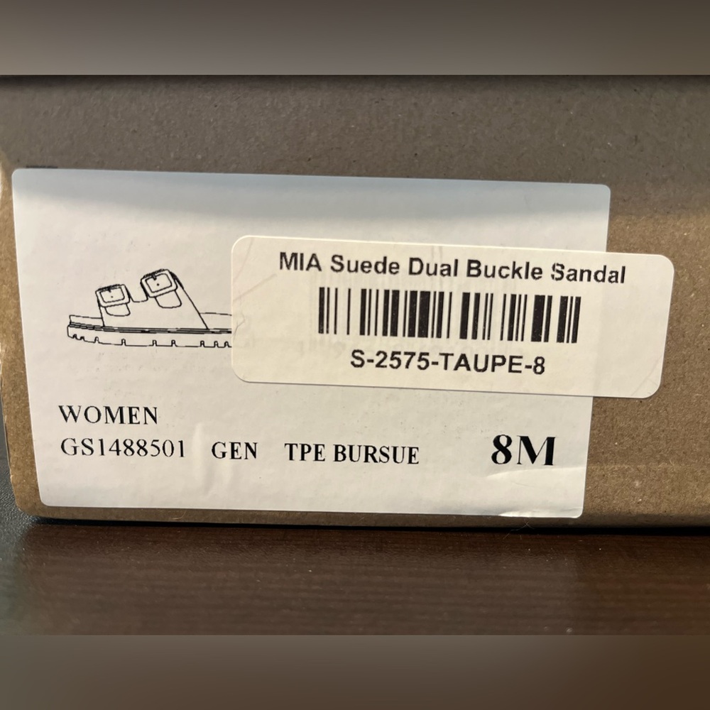 MIA, New in box , suede dual buckle sandals, taupe, size 8 - Picture 5 of 9